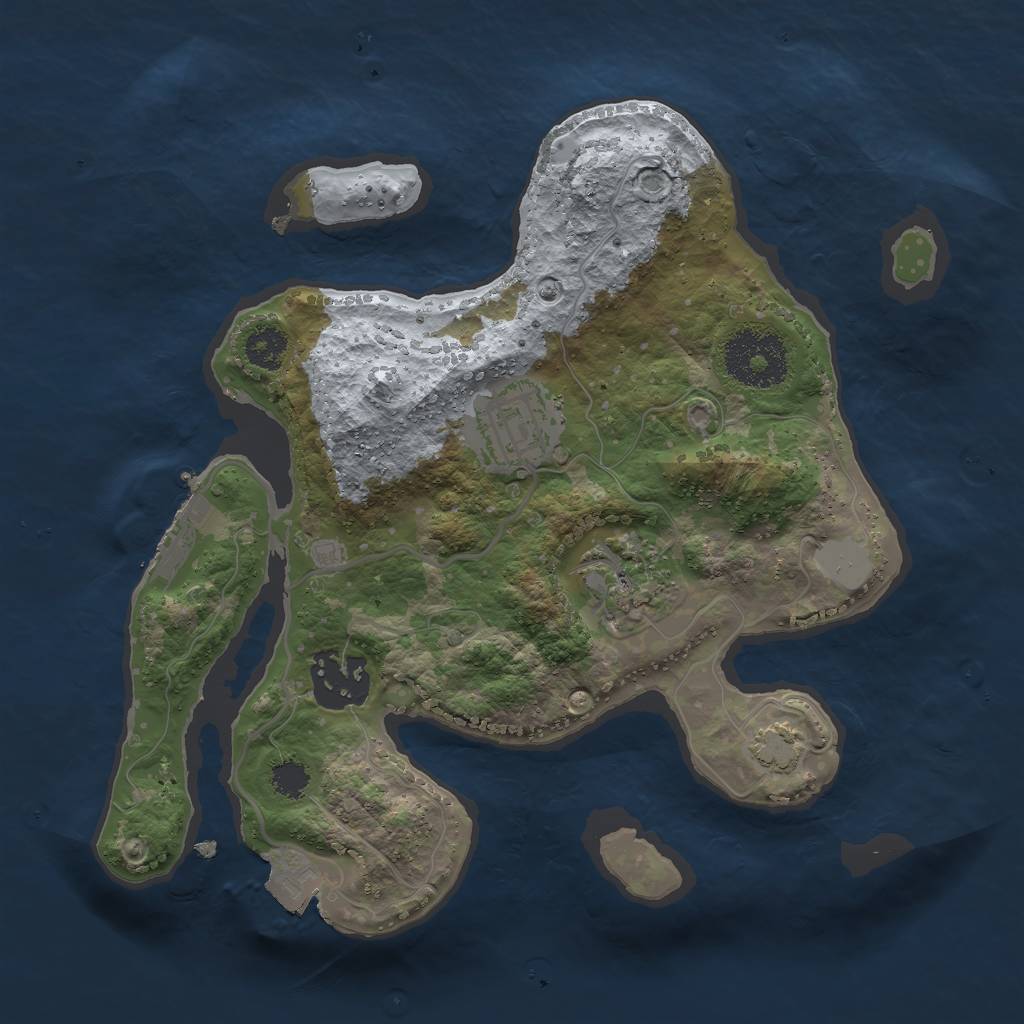 Rust Map: Procedural Map, Size: 2500, Seed: 1118576493, 8 Monuments