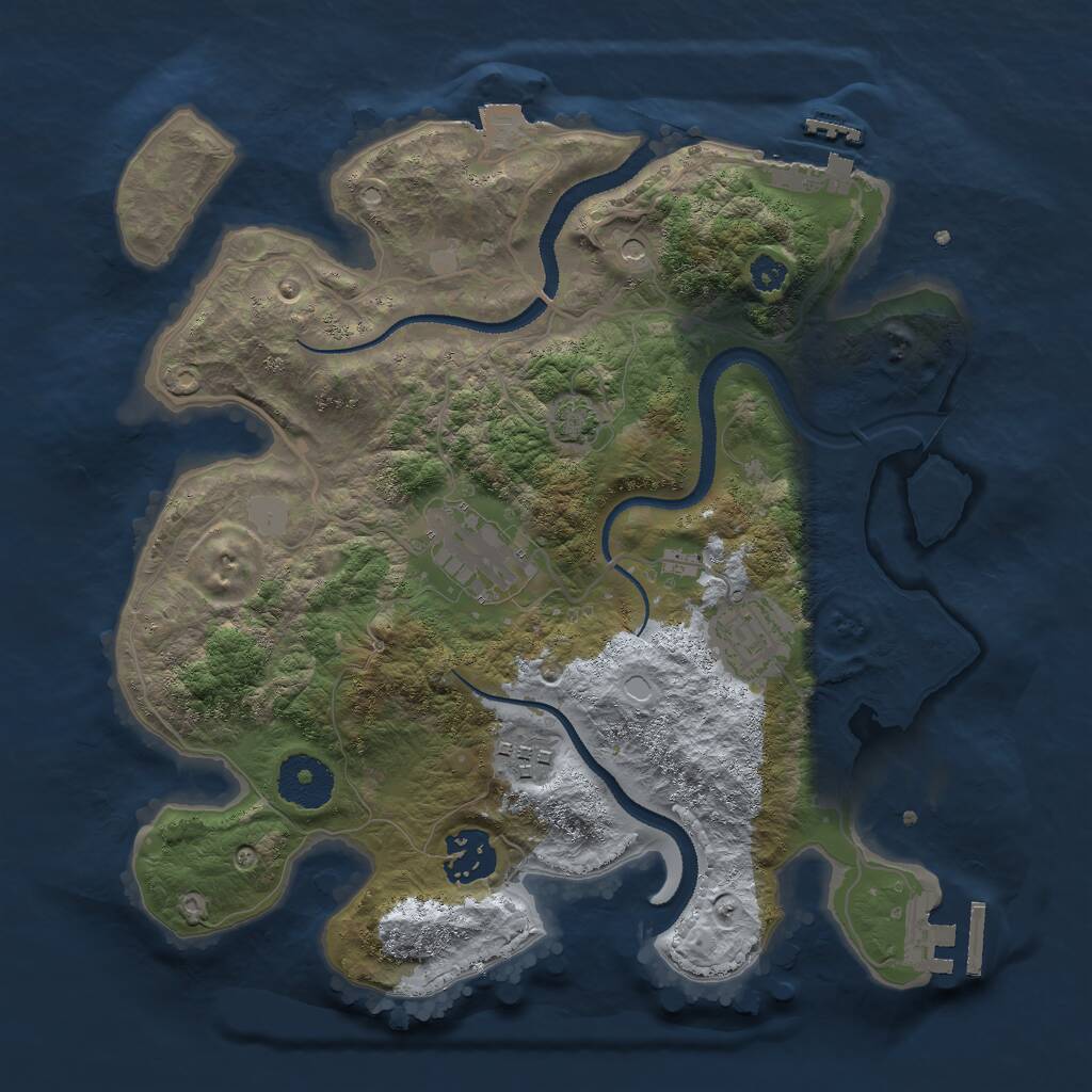 Rust Map: Procedural Map, Size: 3000, Seed: 4318, 9 Monuments