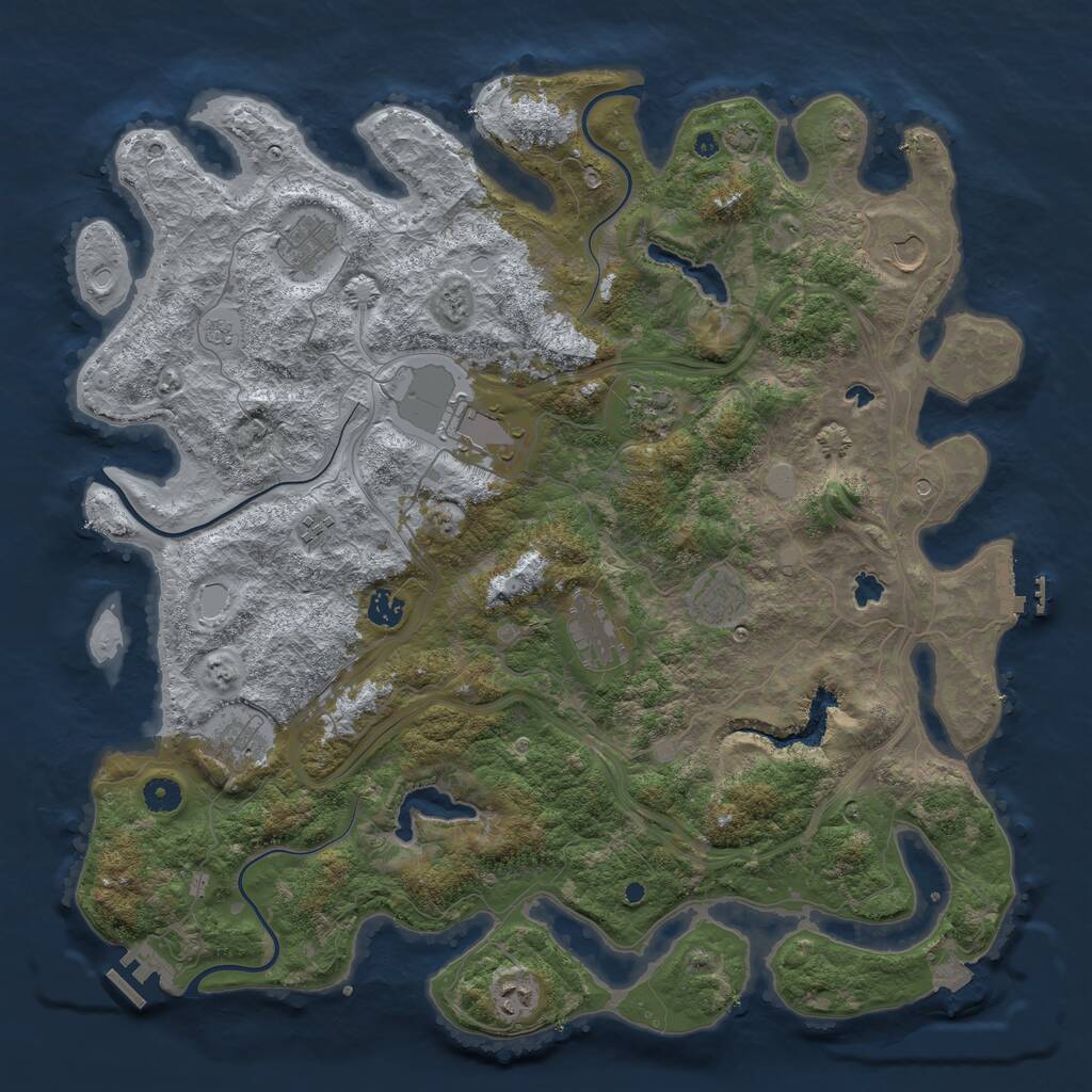 Rust Map: Procedural Map, Size: 4500, Seed: 1879084428, 16 Monuments