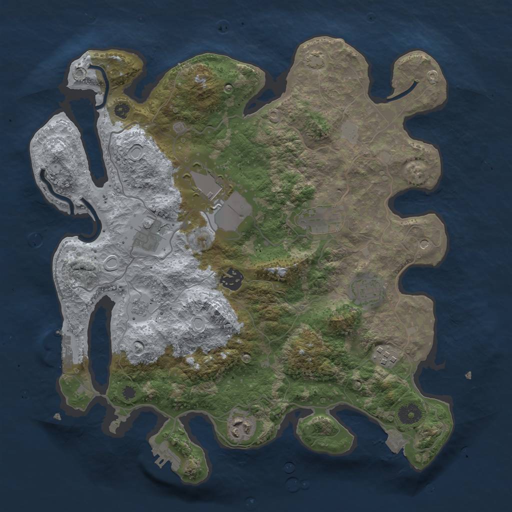 Rust Map: Procedural Map, Size: 3500, Seed: 1397753599, 15 Monuments