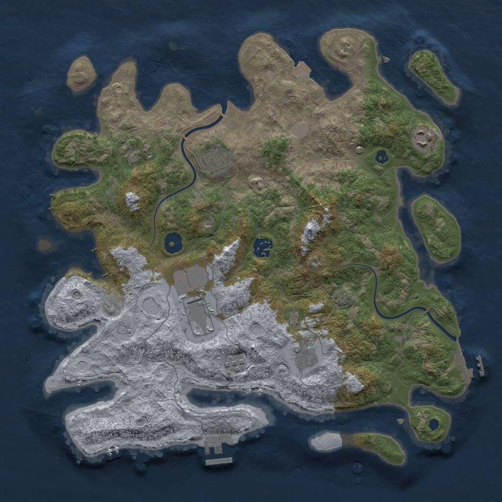 Rust Map: Procedural Map, Size: 3800, Seed: 153687, 13 Monuments