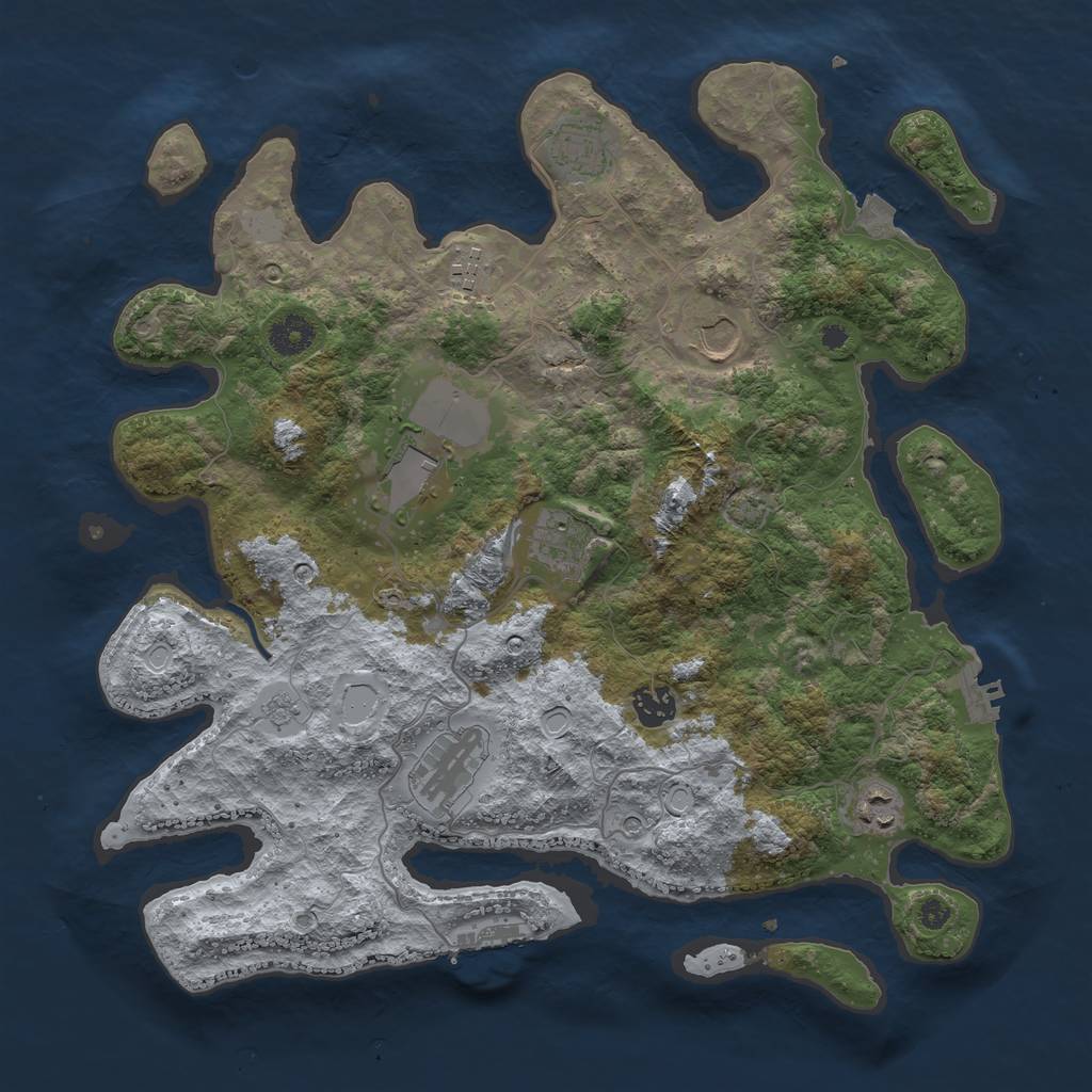 Rust Map: Procedural Map, Size: 3800, Seed: 153687, 16 Monuments