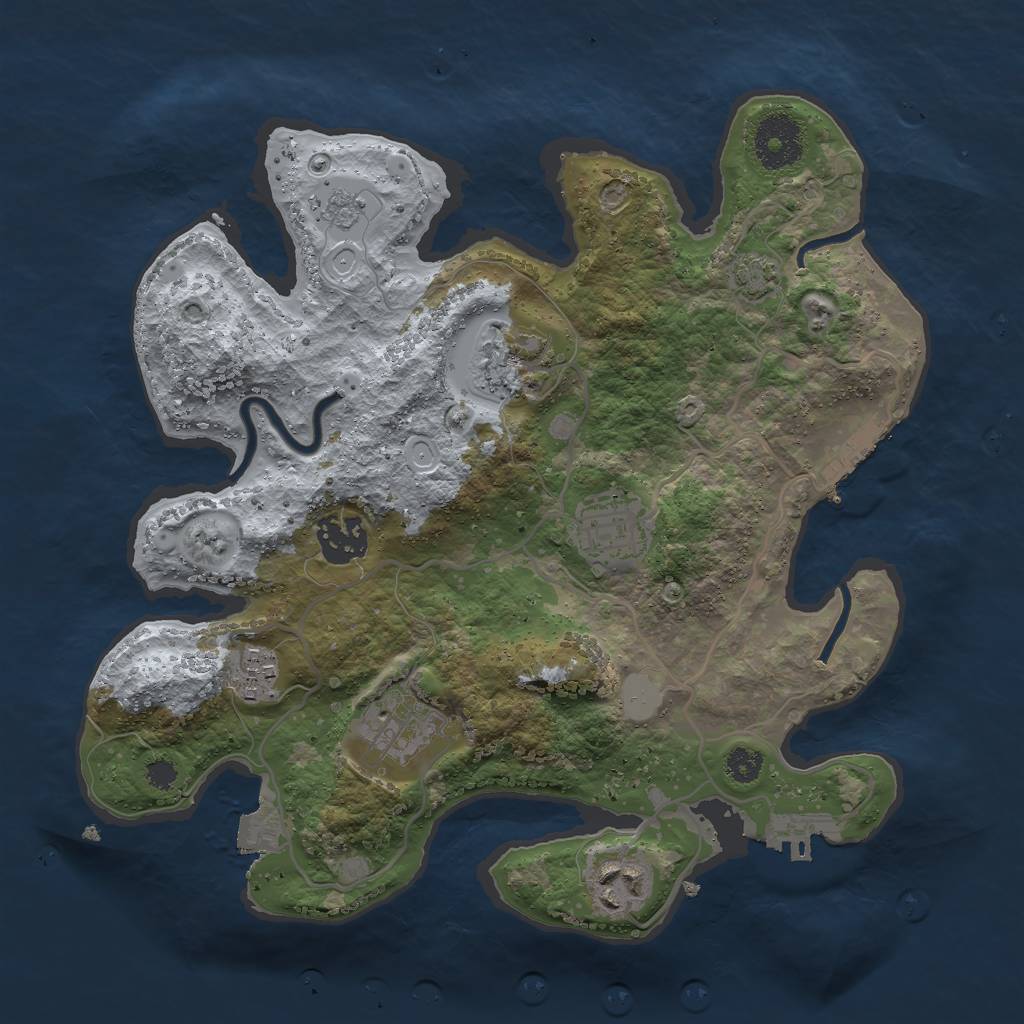 Rust Map: Procedural Map, Size: 3000, Seed: 2107465610, 13 Monuments