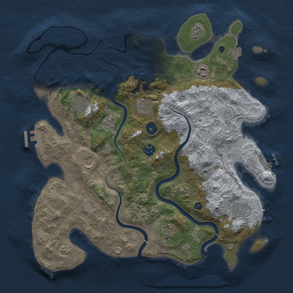 Rust Map: Procedural Map, Size: 3750, Seed: 120241, 14 Monuments