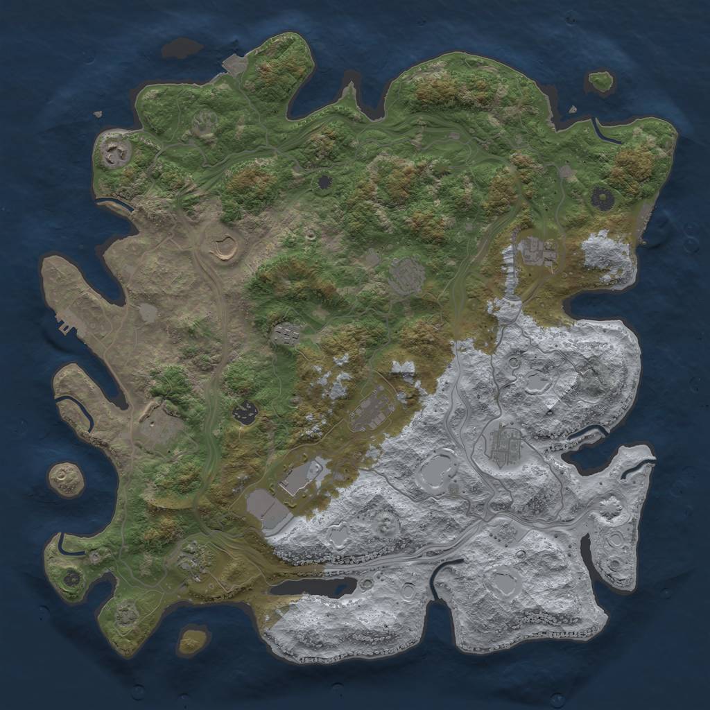 Rust Map: Procedural Map, Size: 4500, Seed: 717420969, 19 Monuments