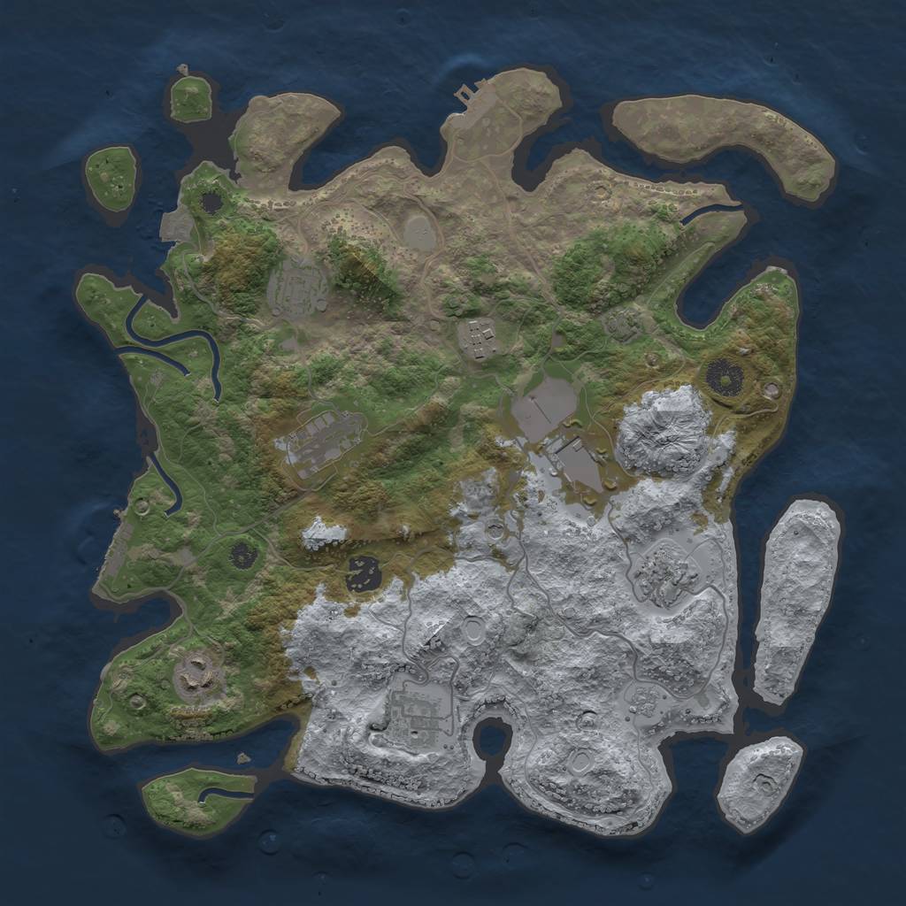 Rust Map: Procedural Map, Size: 3600, Seed: 648250, 16 Monuments
