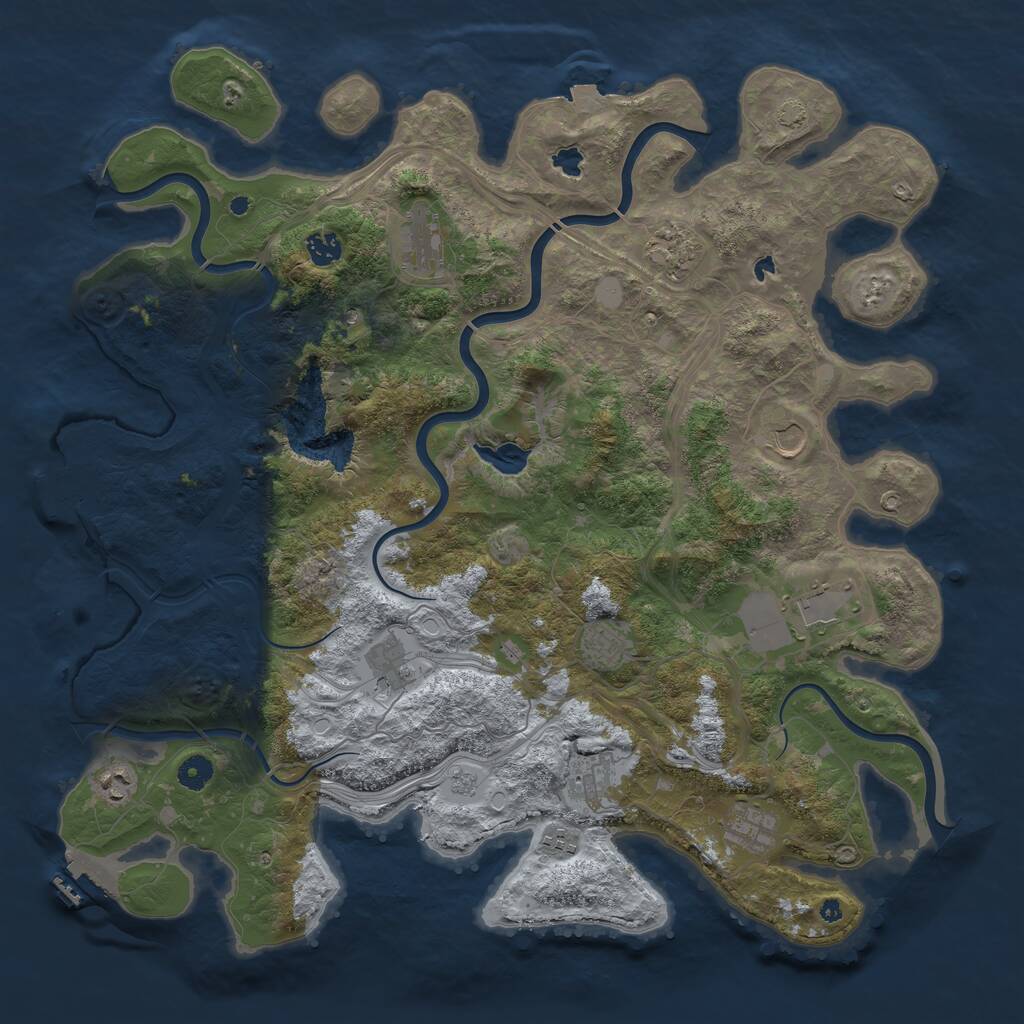 Rust Map: Procedural Map, Size: 4500, Seed: 1081179785, 17 Monuments