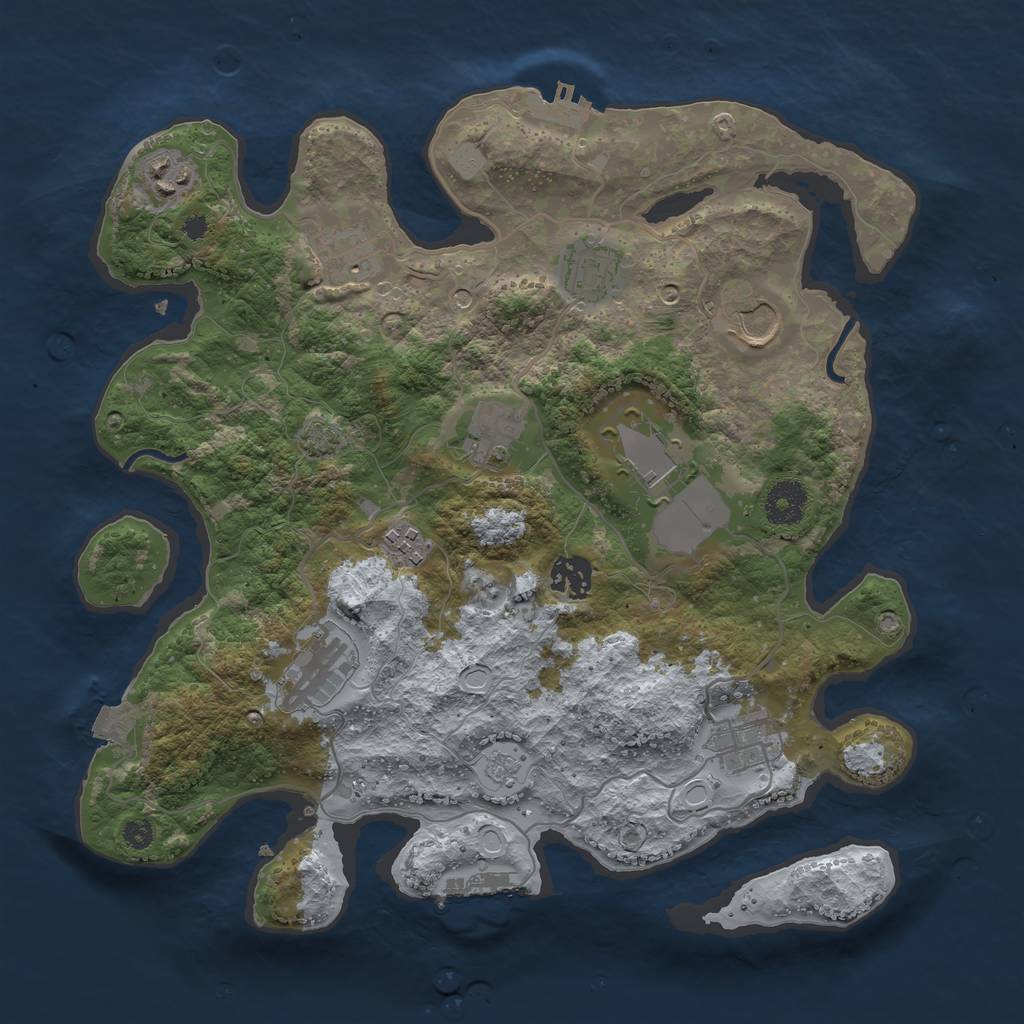 Rust Map: Procedural Map, Size: 3500, Seed: 406777550, 18 Monuments