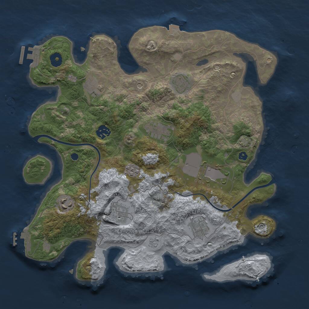 Rust Map: Procedural Map, Size: 3500, Seed: 406777550, 15 Monuments