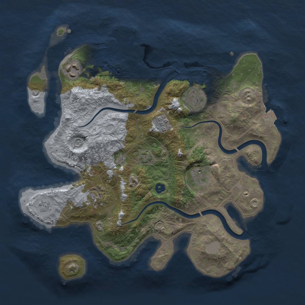 Rust Map: Procedural Map, Size: 3000, Seed: 1643087651, 10 Monuments