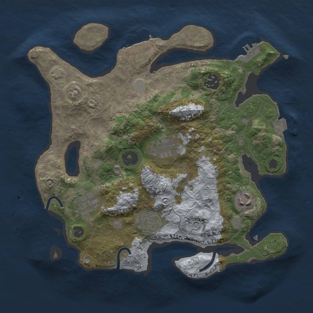 Rust Map: Procedural Map, Size: 3000, Seed: 2463162, 12 Monuments
