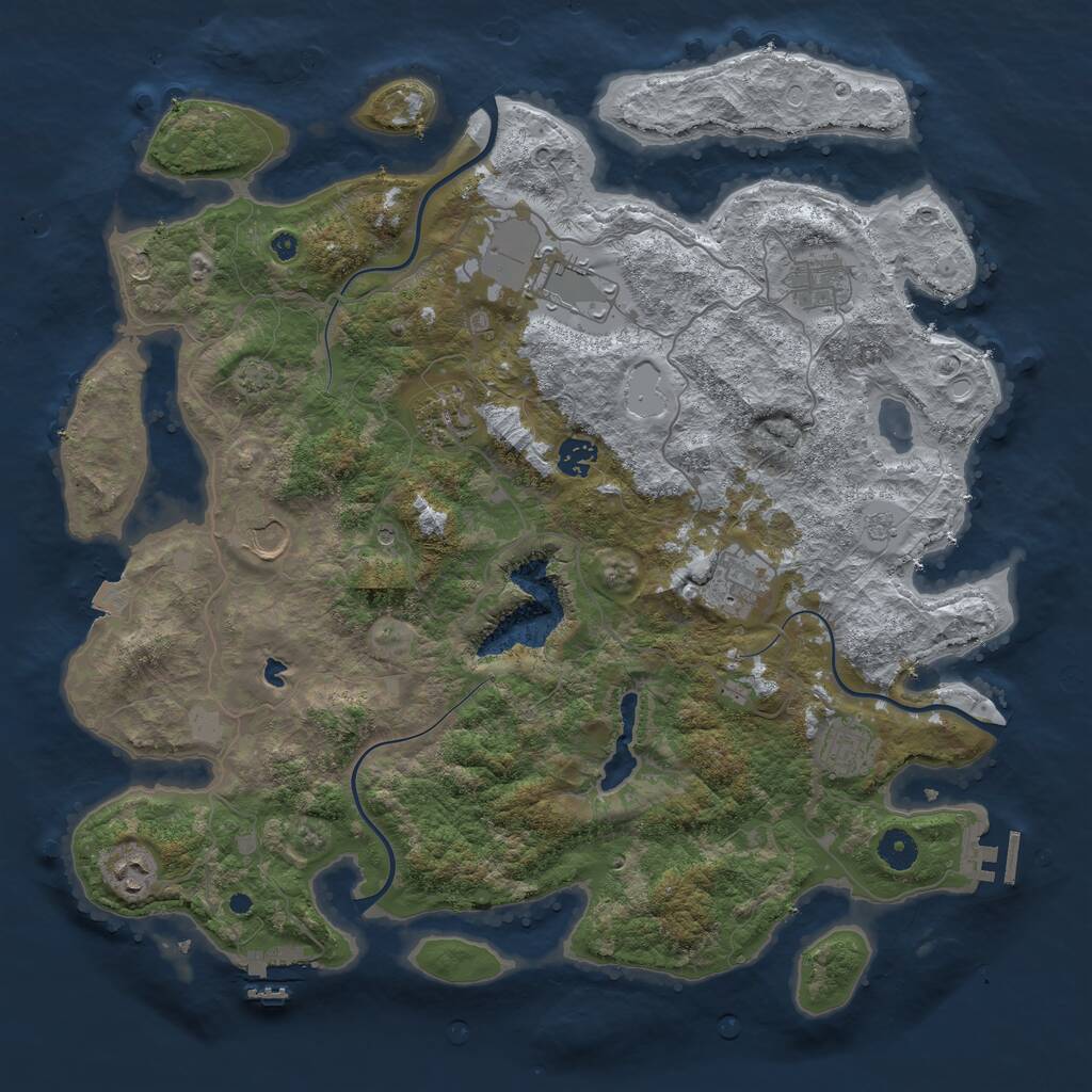 Rust Map: Procedural Map, Size: 4163, Seed: 1234567890, 14 Monuments