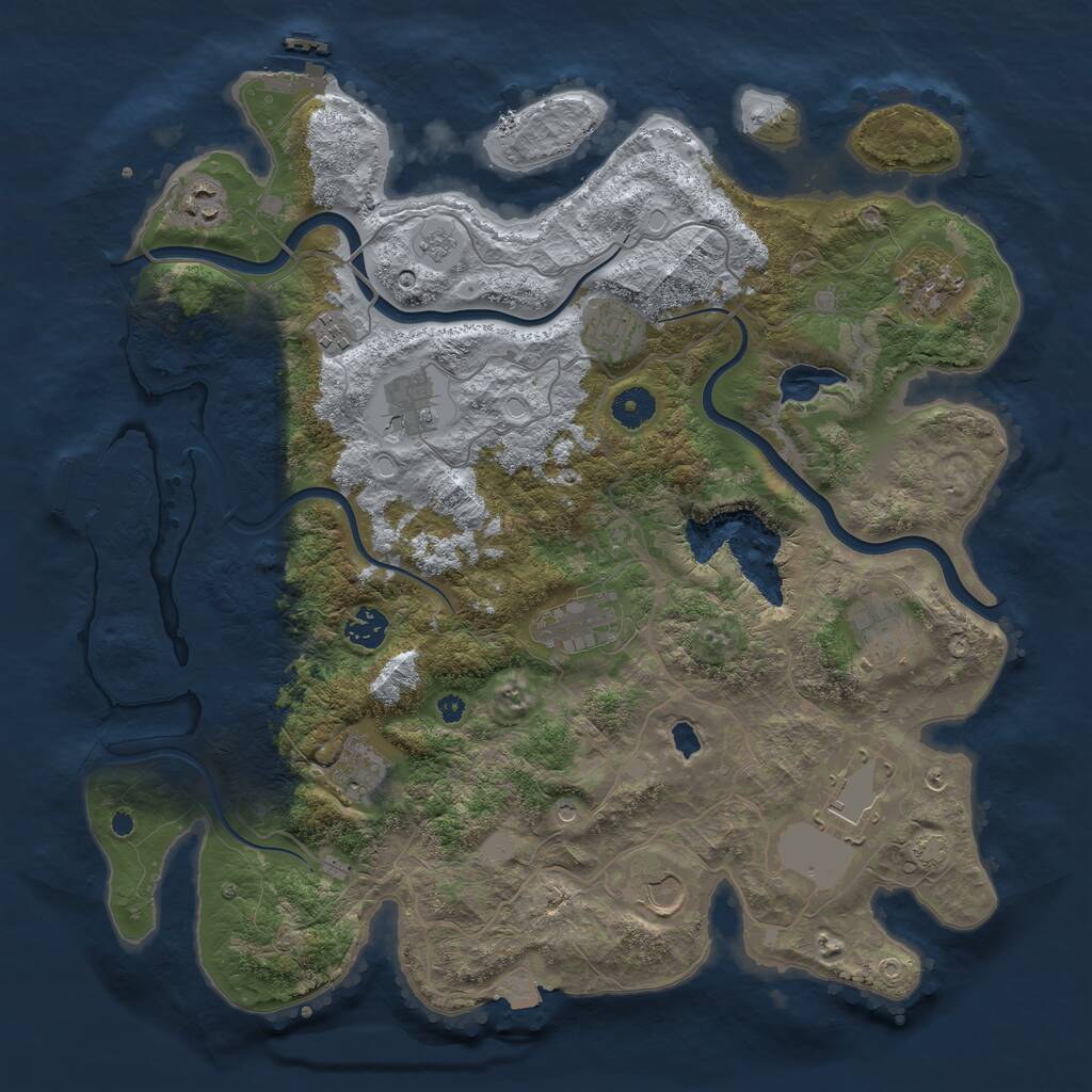 Rust Map: Procedural Map, Size: 4000, Seed: 275967650, 17 Monuments