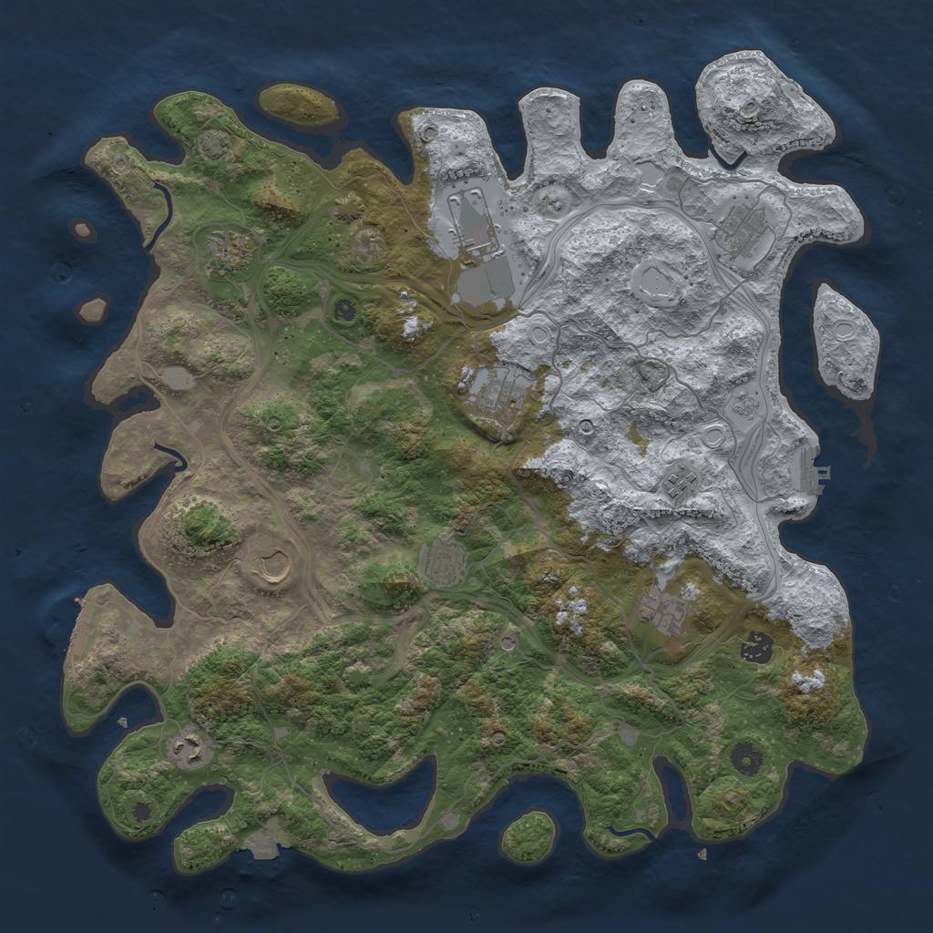 Rust Map: Procedural Map, Size: 4300, Seed: 27345365, 18 Monuments
