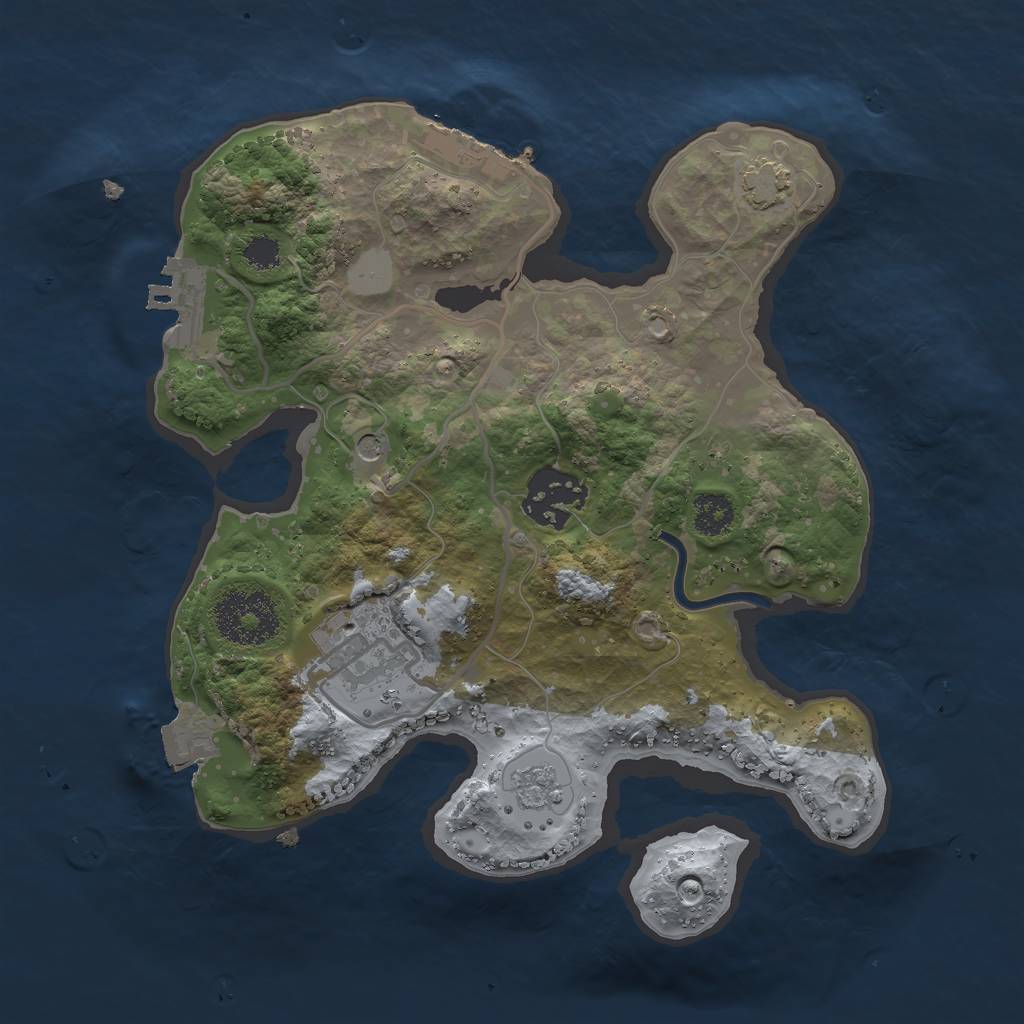 Rust Map: Procedural Map, Size: 2500, Seed: 28011, 10 Monuments