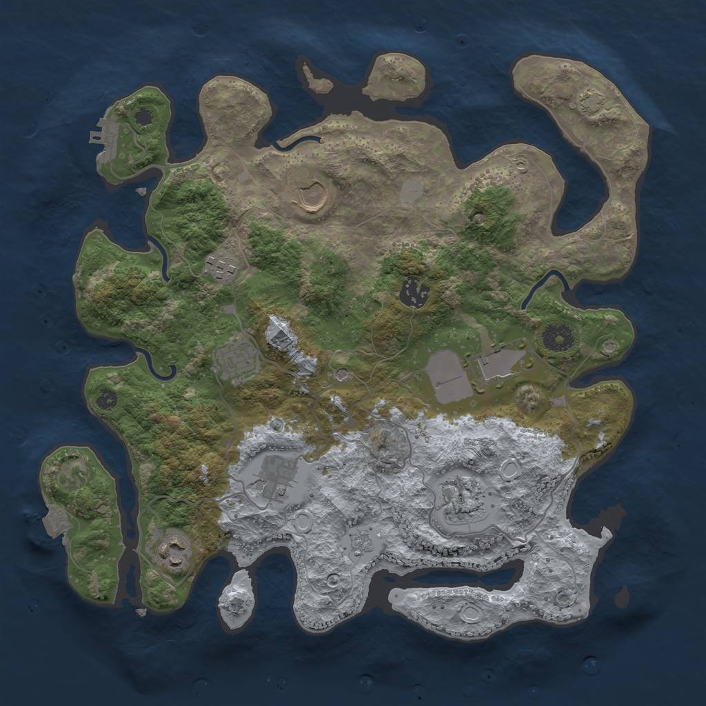 Rust Map: Procedural Map, Size: 3500, Seed: 1142622728, 15 Monuments