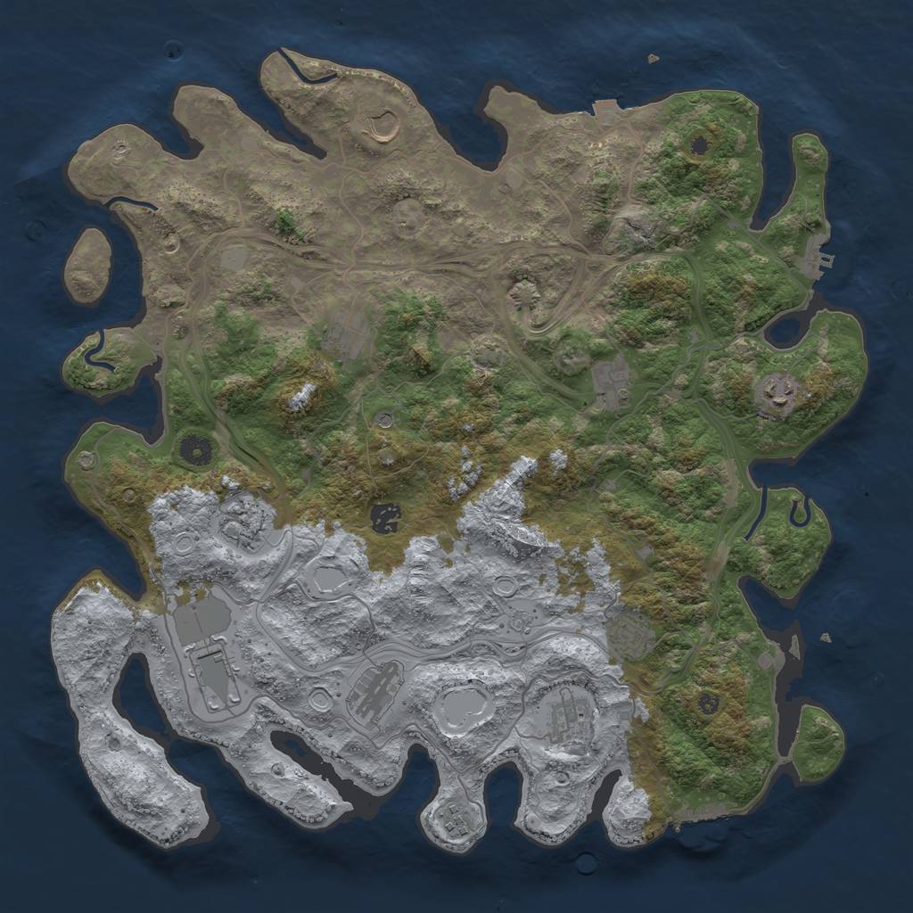 Rust Map: Procedural Map, Size: 4300, Seed: 353993596, 19 Monuments