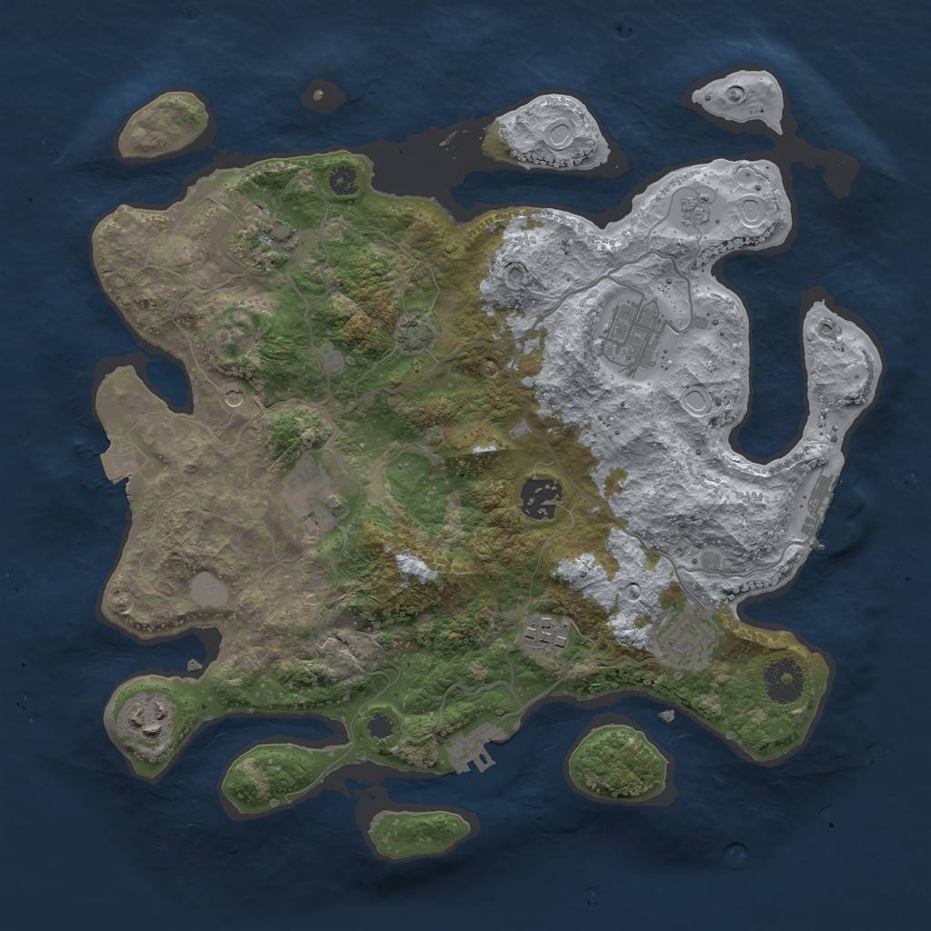 Rust Map: Procedural Map, Size: 3300, Seed: 1258169991, 15 Monuments