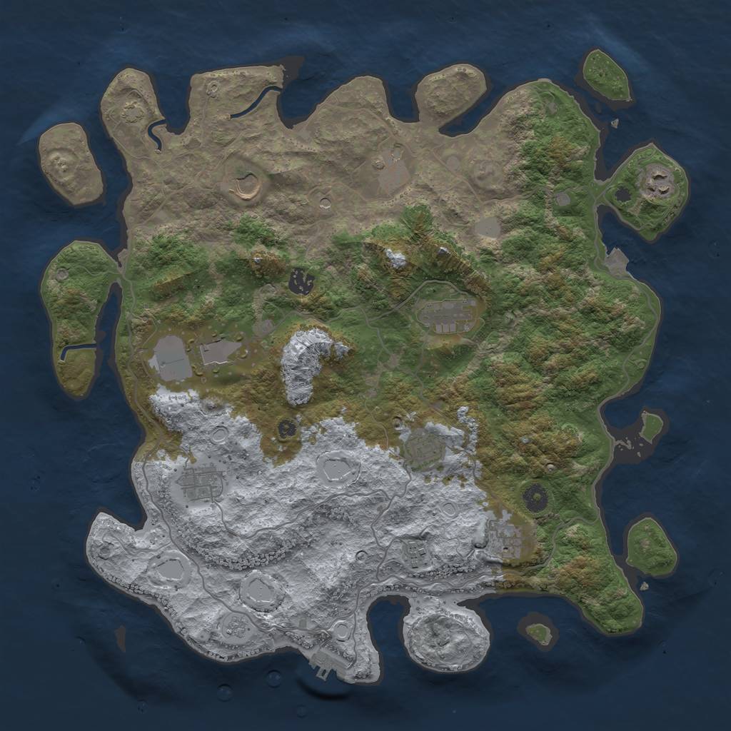 Rust Map: Procedural Map, Size: 4169, Seed: 6738, 17 Monuments