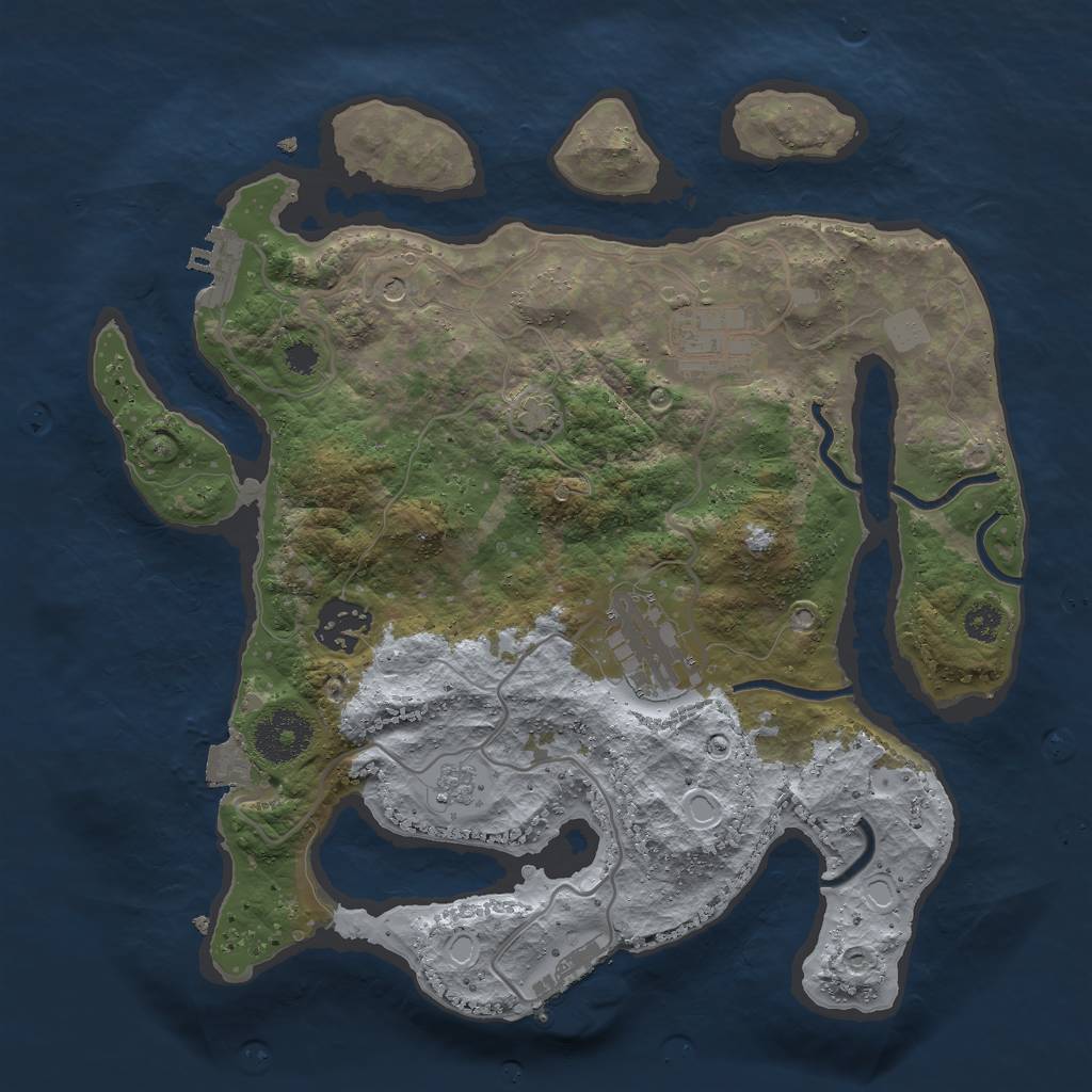 Rust Map: Procedural Map, Size: 3000, Seed: 3563, 11 Monuments
