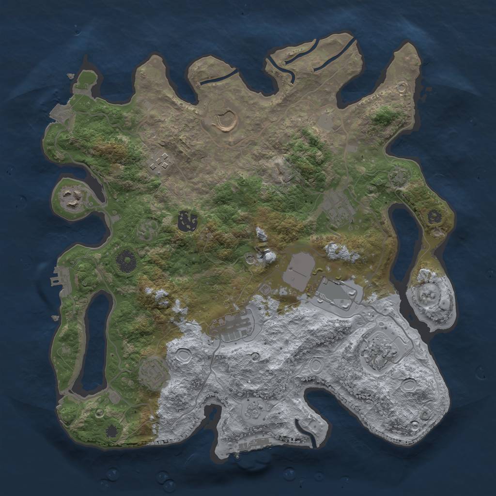 Rust Map: Procedural Map, Size: 3500, Seed: 2032214755, 17 Monuments