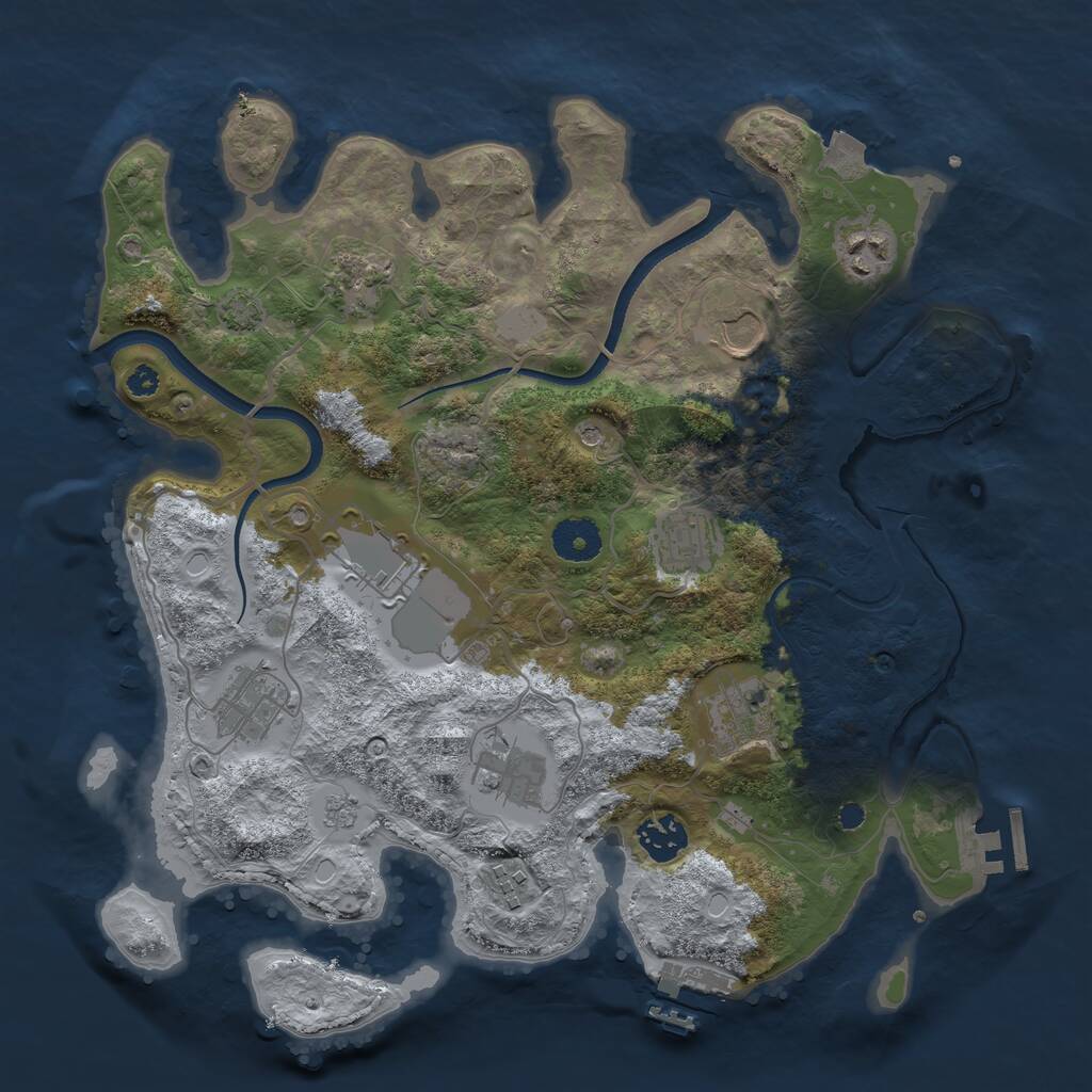 Rust Map: Procedural Map, Size: 3500, Seed: 199995462, 16 Monuments