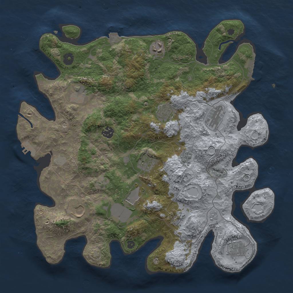 Rust Map: Procedural Map, Size: 3750, Seed: 1039993049, 19 Monuments