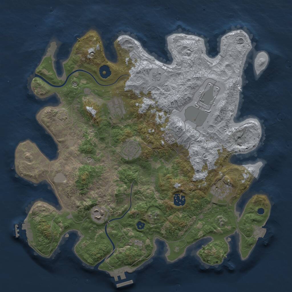 Rust Map: Procedural Map, Size: 3500, Seed: 2095235228, 13 Monuments