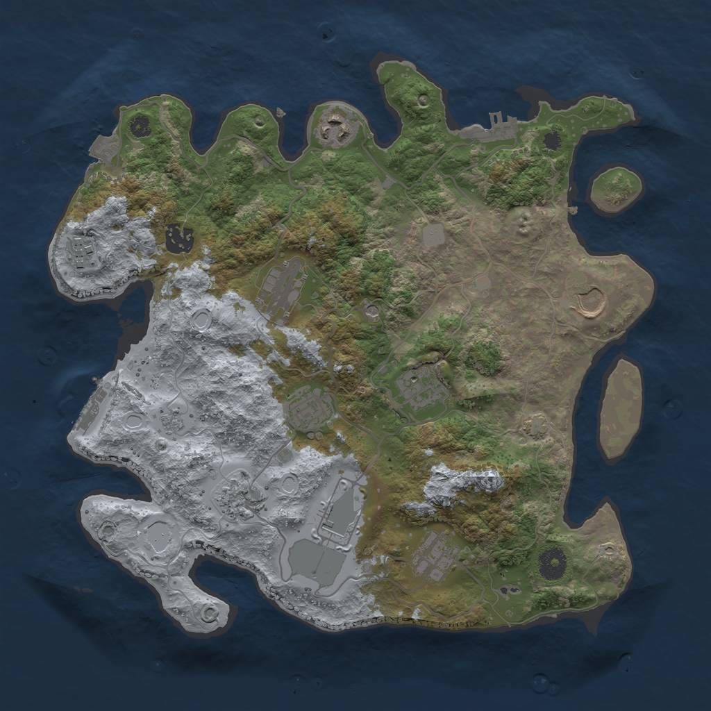 Rust Map: Procedural Map, Size: 3500, Seed: 2033776450, 18 Monuments
