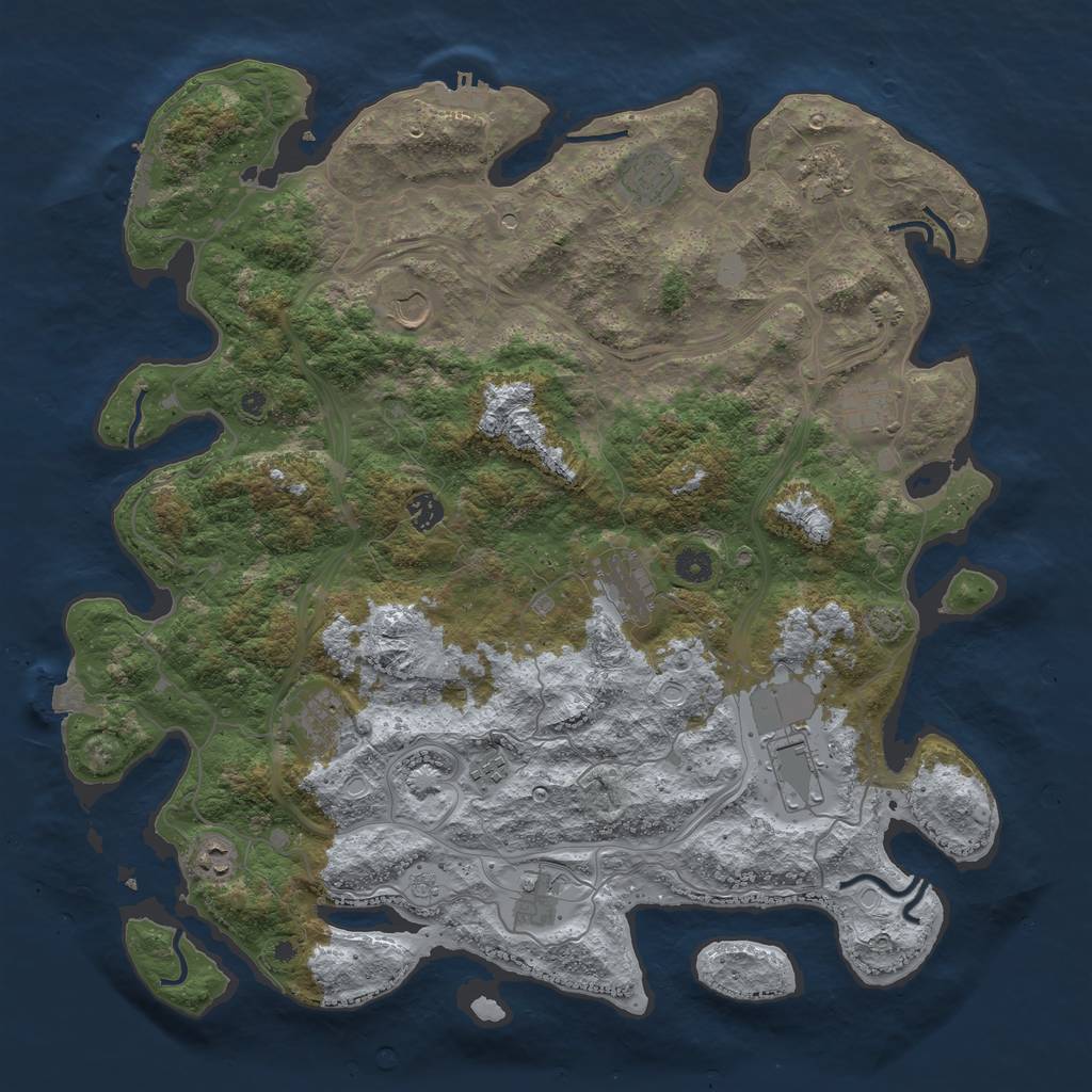 Rust Map: Procedural Map, Size: 4500, Seed: 1195161923, 19 Monuments