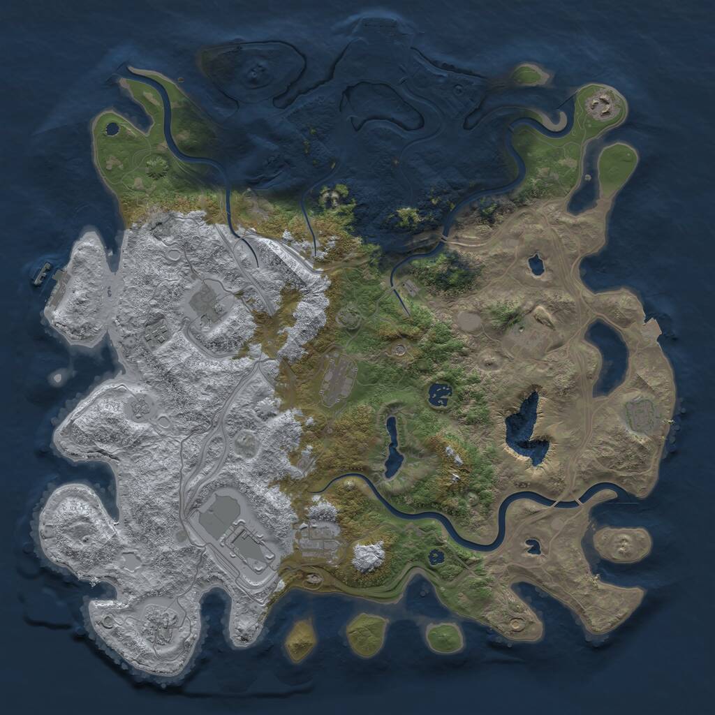 Rust Map: Procedural Map, Size: 4500, Seed: 1099425327, 16 Monuments