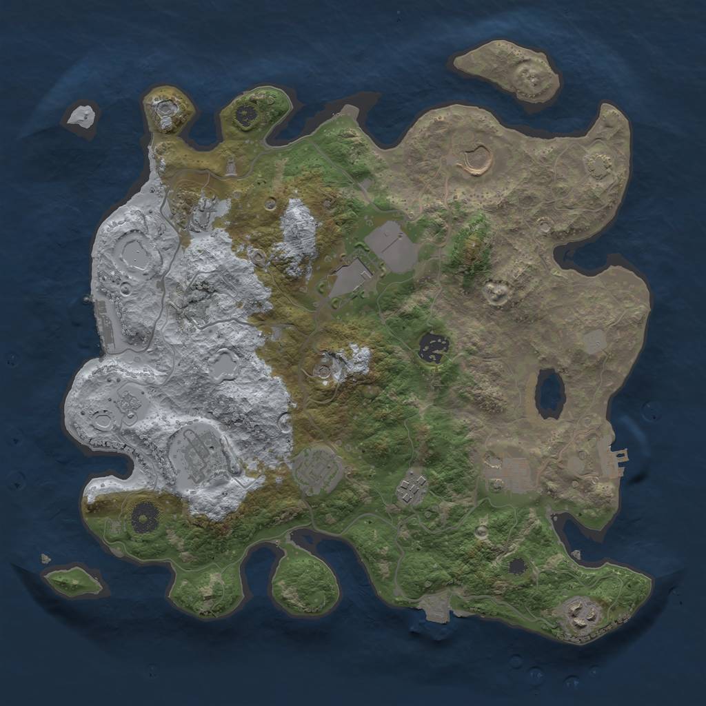 Rust Map: Procedural Map, Size: 3500, Seed: 38881715, 17 Monuments