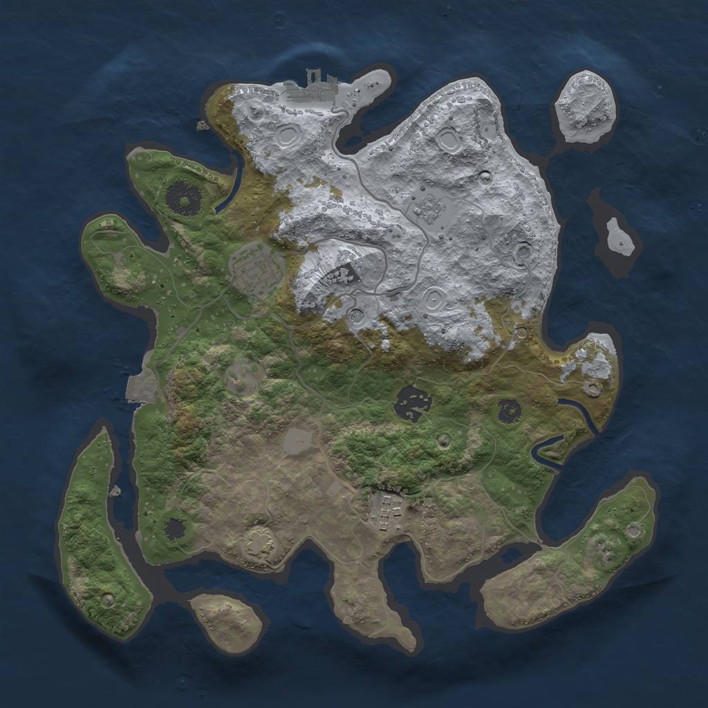 Rust Map: Procedural Map, Size: 3000, Seed: 789971129, 10 Monuments