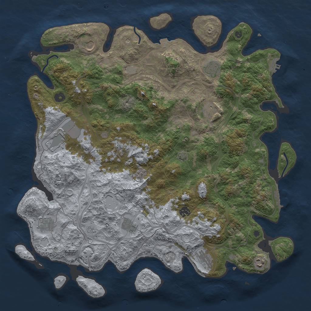 Rust Map: Procedural Map, Size: 4500, Seed: 989740501, 19 Monuments
