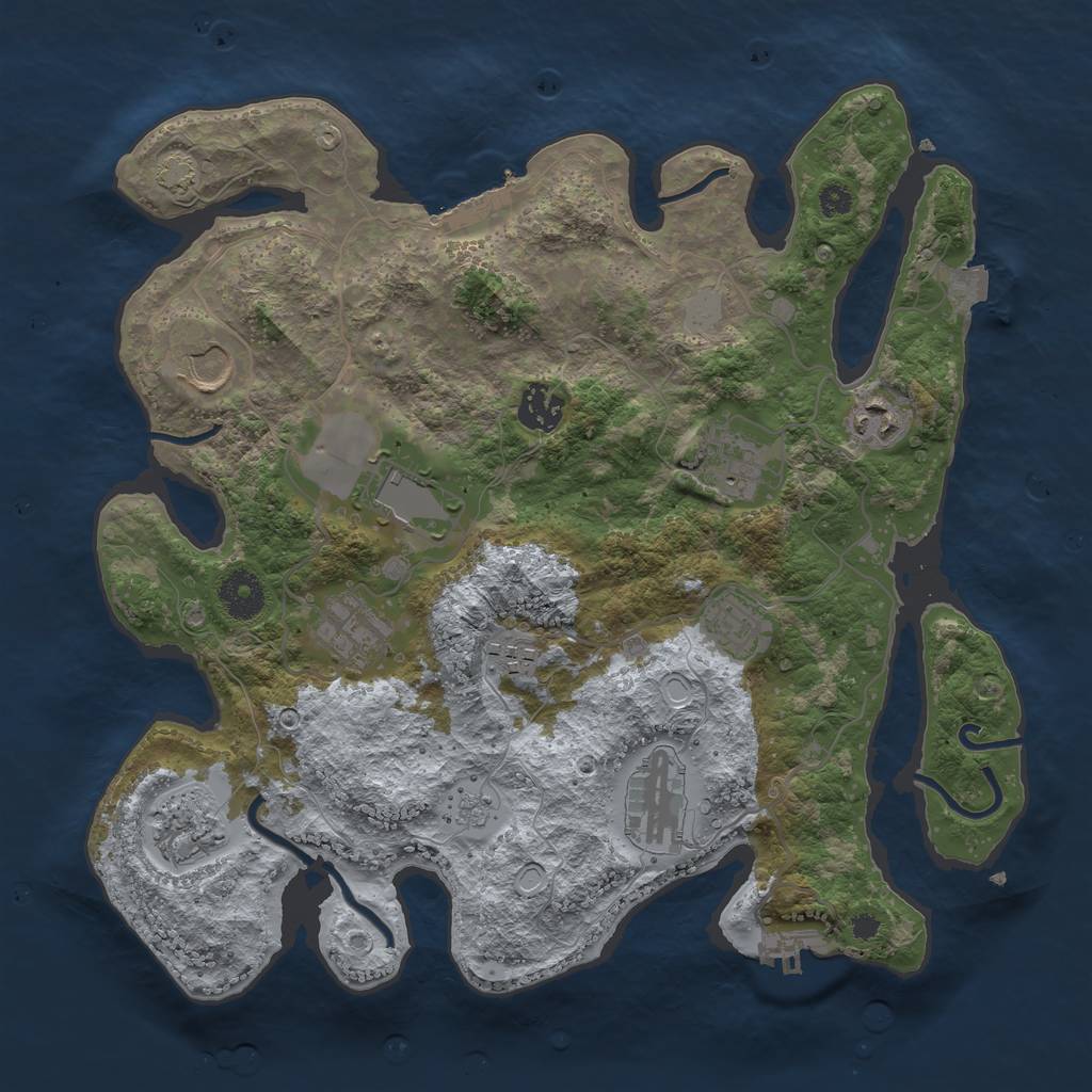 Rust Map: Procedural Map, Size: 3500, Seed: 803615816, 17 Monuments