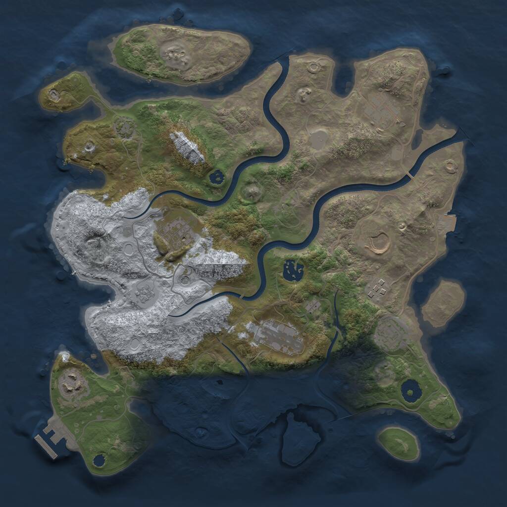 Rust Map: Procedural Map, Size: 3500, Seed: 1097831431, 13 Monuments