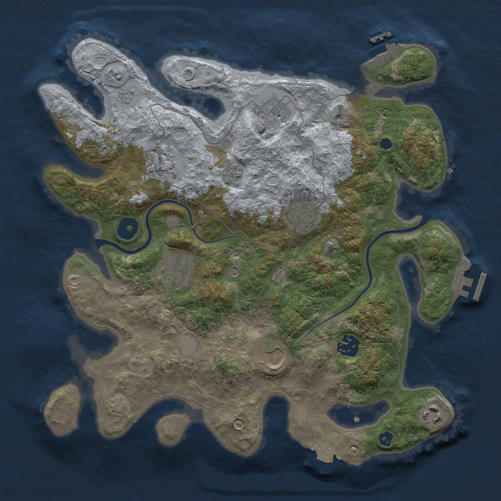 Rust Map: Procedural Map, Size: 3500, Seed: 1315710138, 14 Monuments