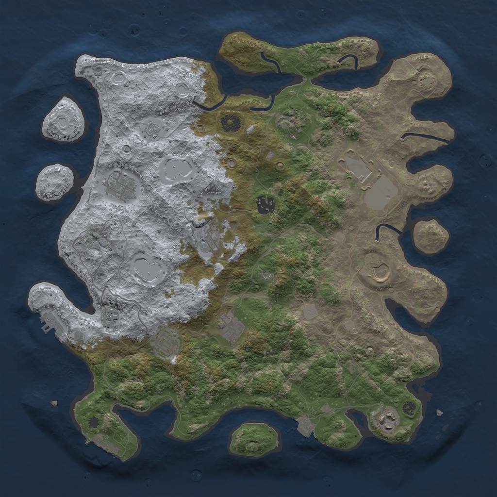 Rust Map: Procedural Map, Size: 3900, Seed: 517704498, 18 Monuments