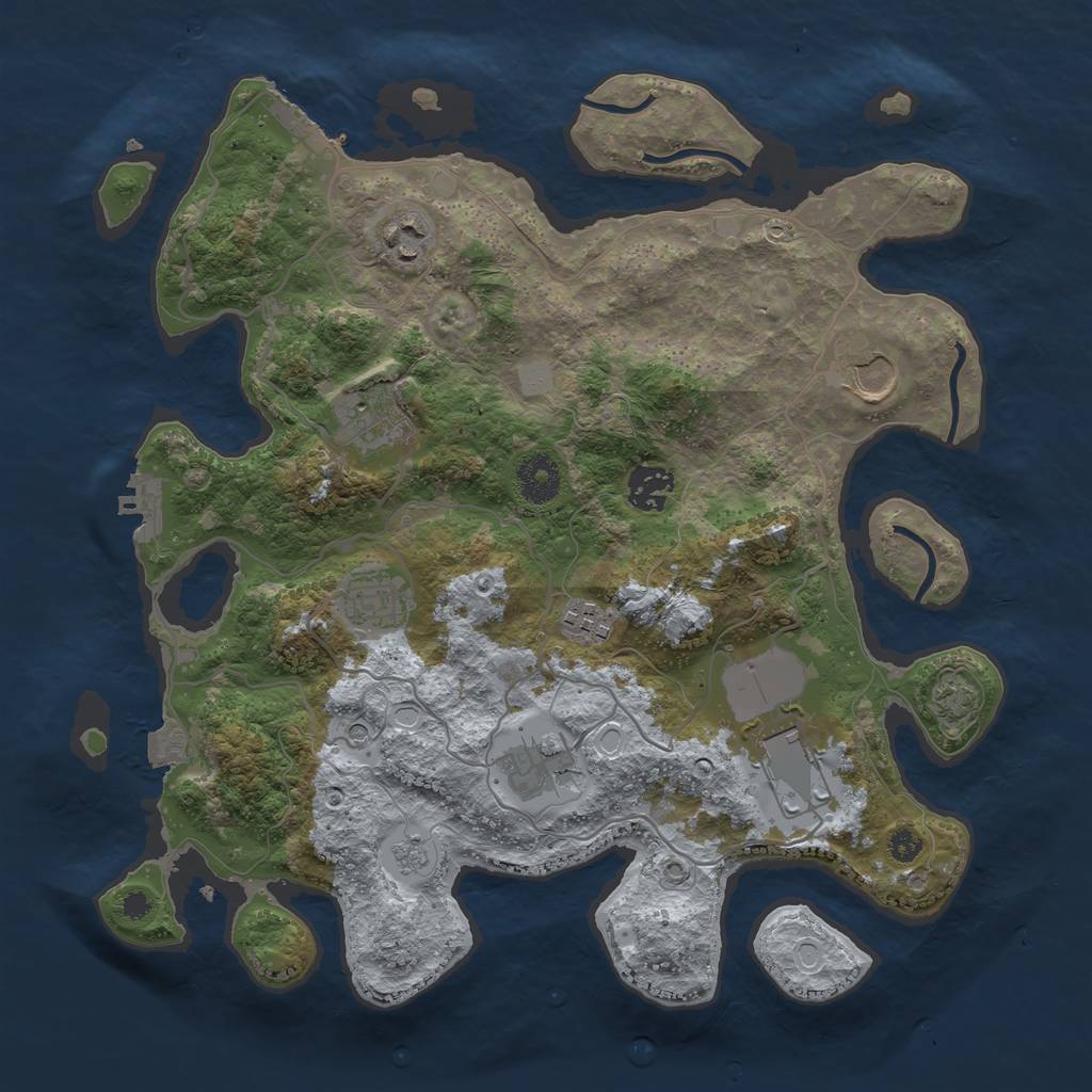 Rust Map: Procedural Map, Size: 3500, Seed: 126572804, 16 Monuments