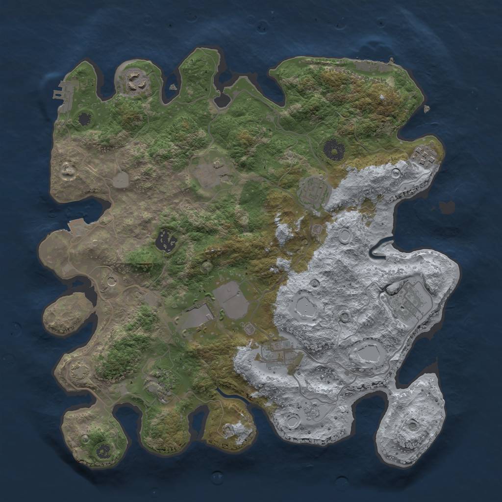 Rust Map: Procedural Map, Size: 3500, Seed: 1022218355, 17 Monuments