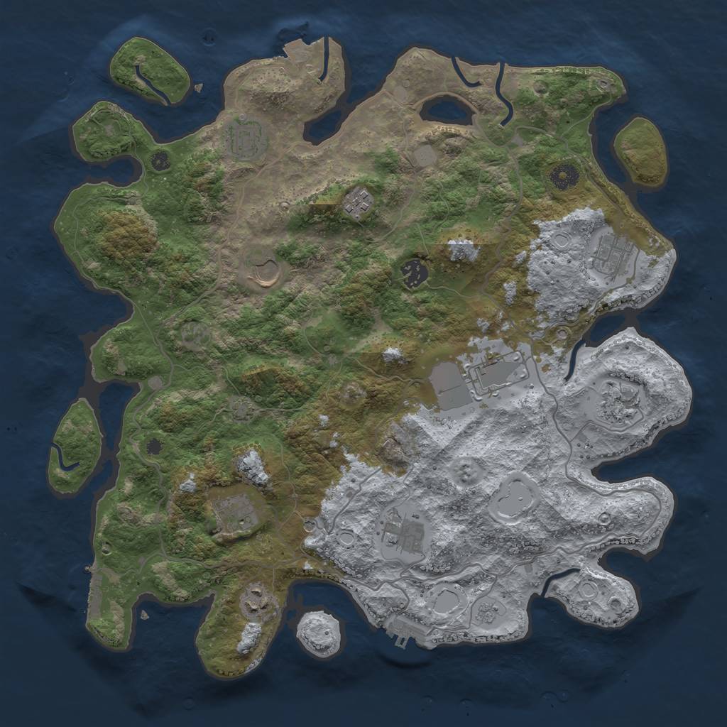 Rust Map: Procedural Map, Size: 4000, Seed: 1640060470, 18 Monuments