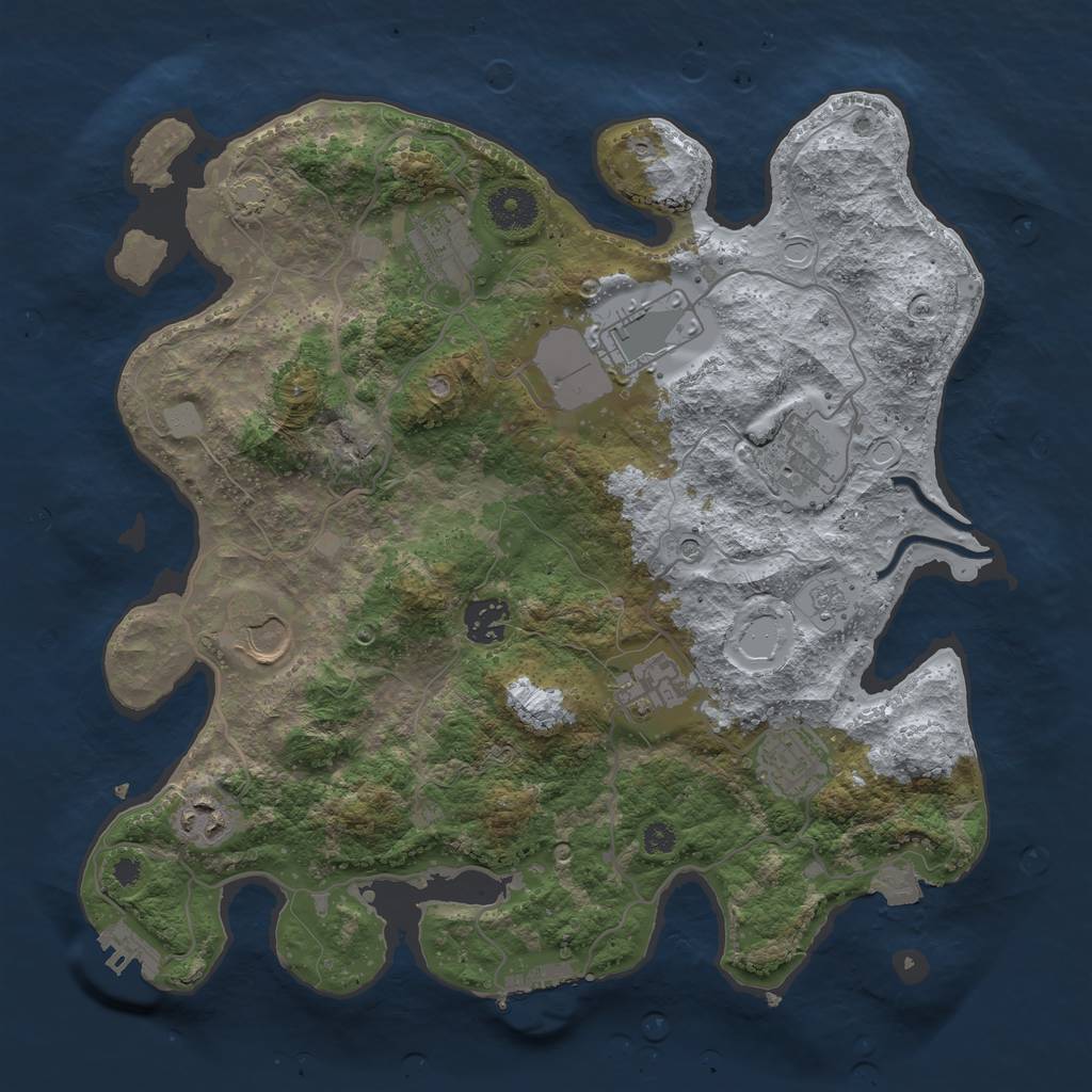 Rust Map: Procedural Map, Size: 3500, Seed: 401, 16 Monuments