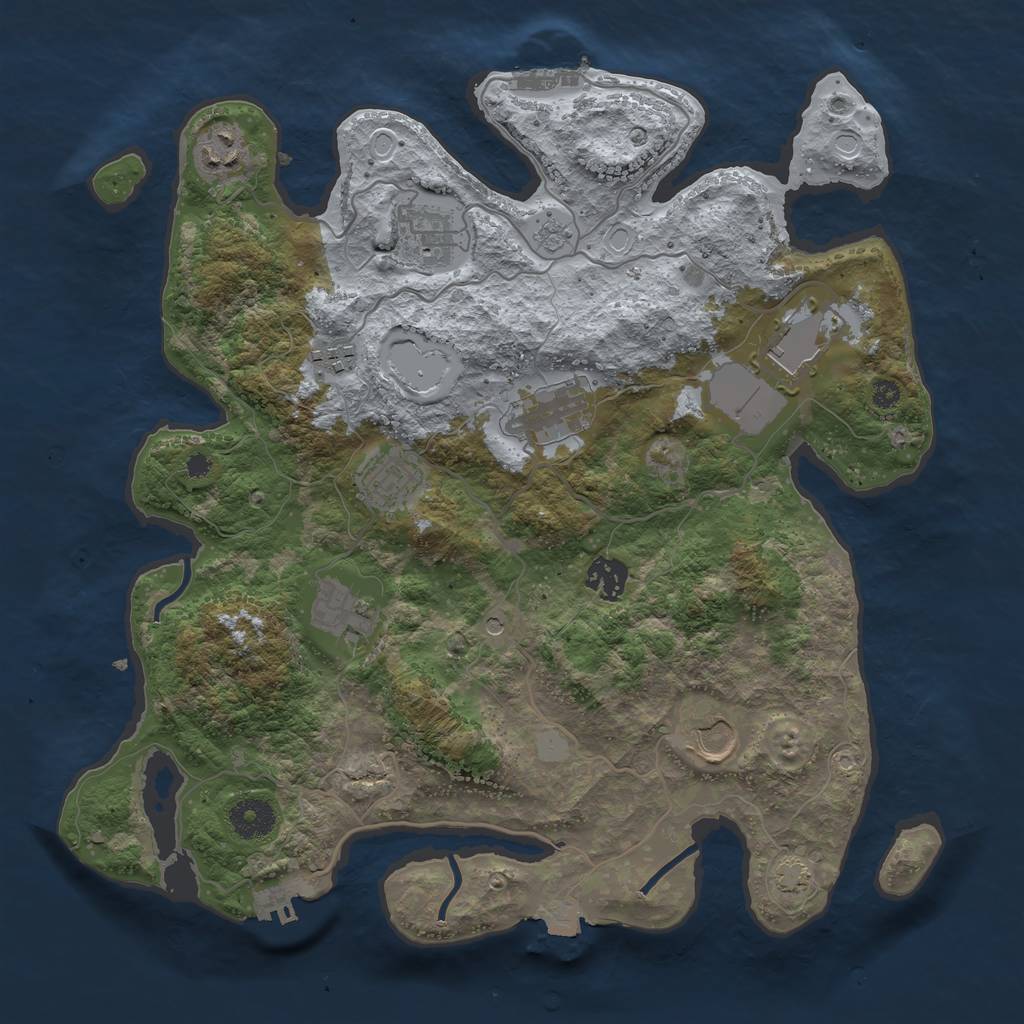 Rust Map: Procedural Map, Size: 3600, Seed: 1914789035, 17 Monuments