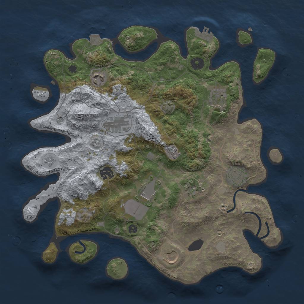 Rust Map: Procedural Map, Size: 3500, Seed: 1748941325, 16 Monuments