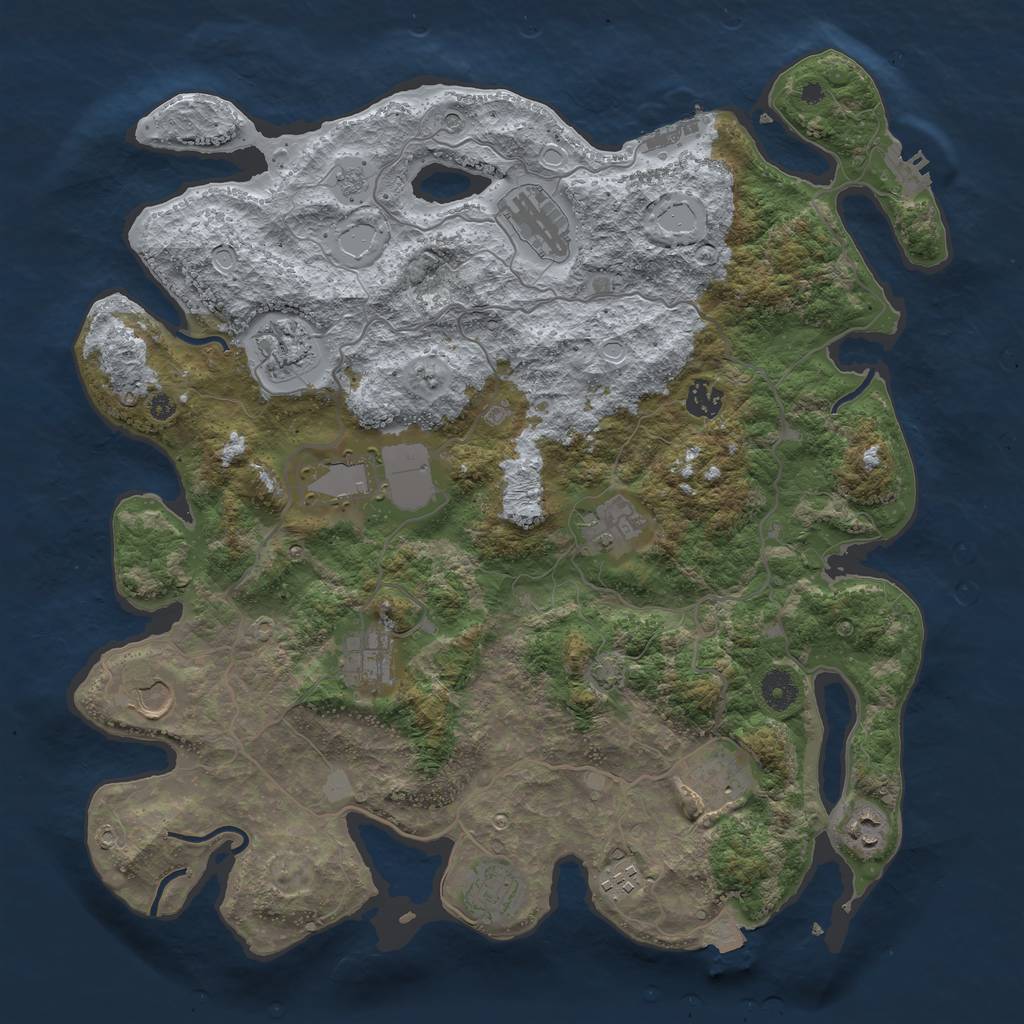 Rust Map: Procedural Map, Size: 4050, Seed: 736233956, 19 Monuments