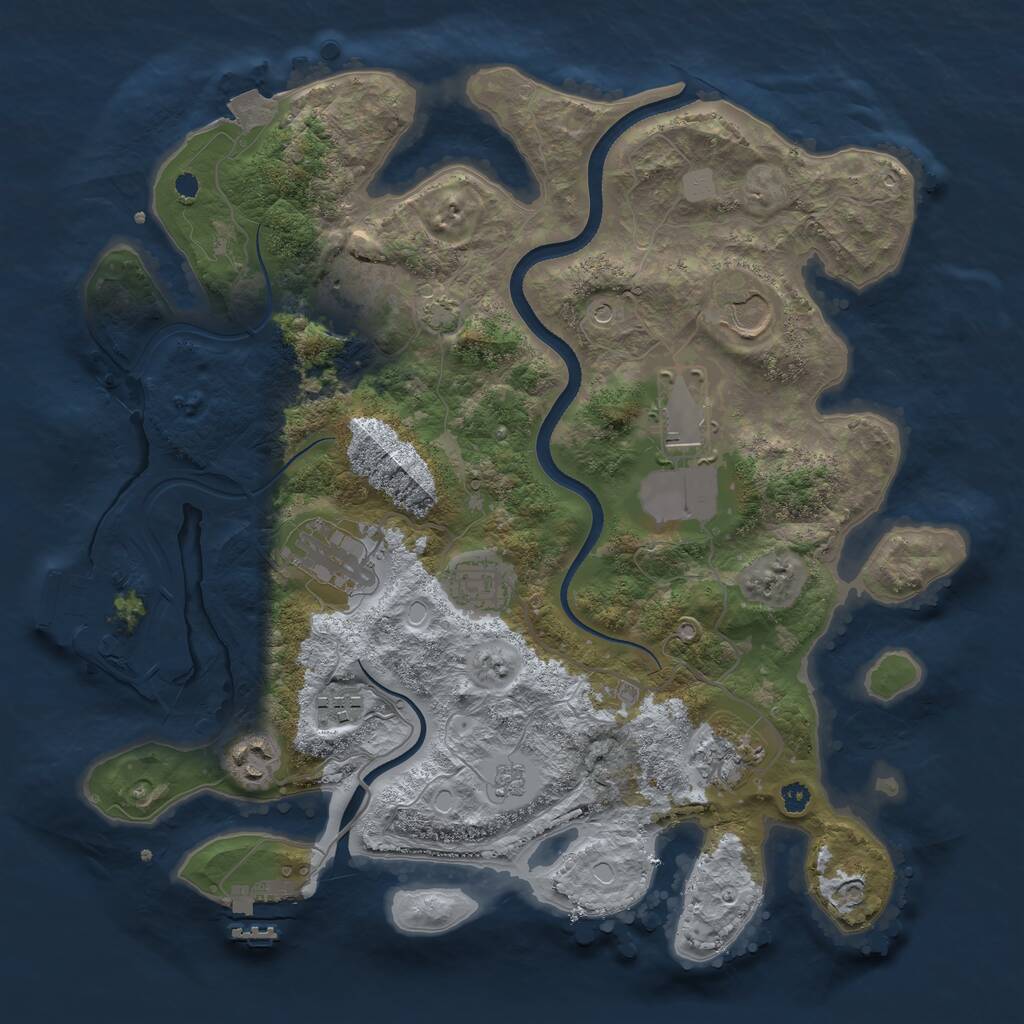 Rust Map: Procedural Map, Size: 3500, Seed: 1248600677, 14 Monuments