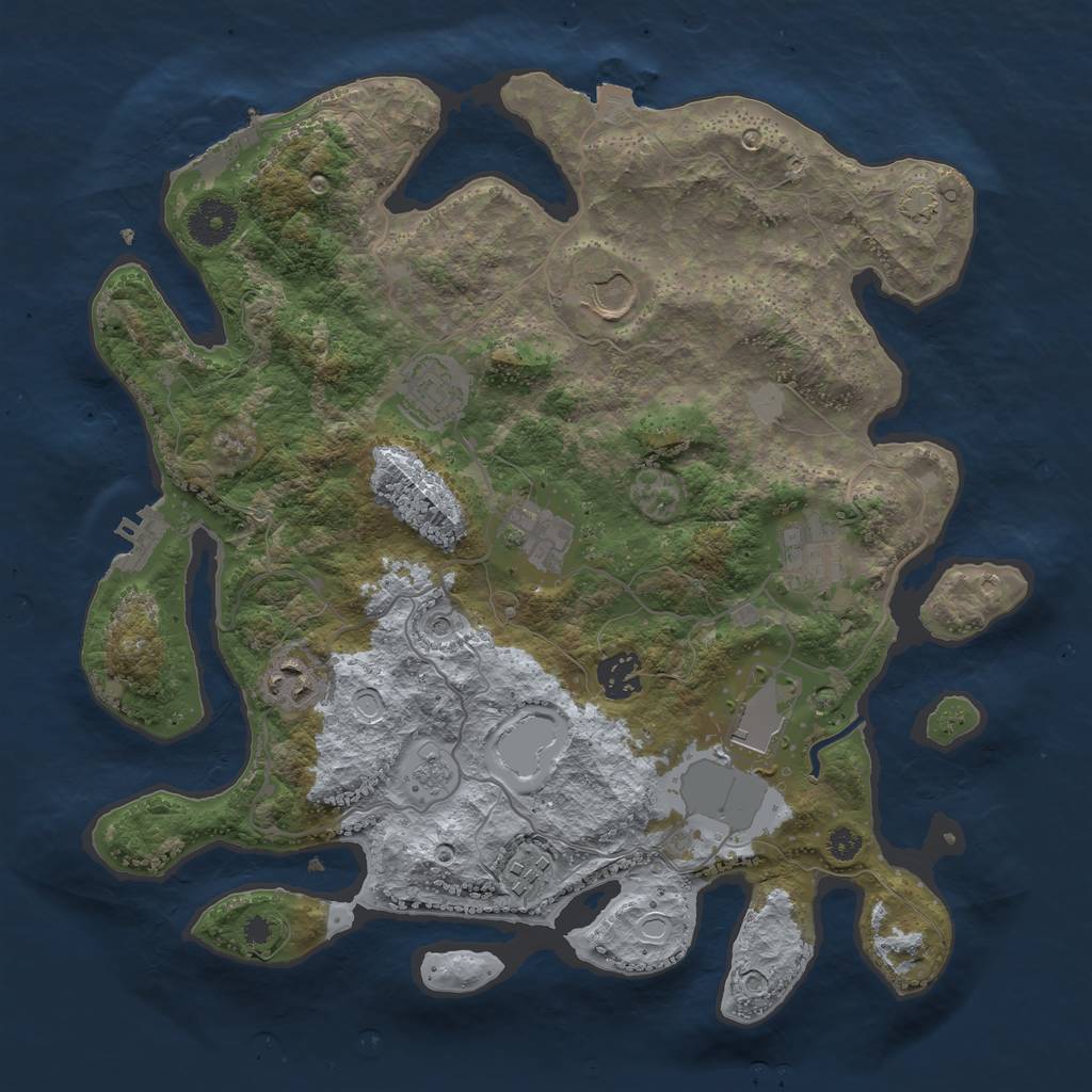 Rust Map: Procedural Map, Size: 3500, Seed: 1248600677, 16 Monuments