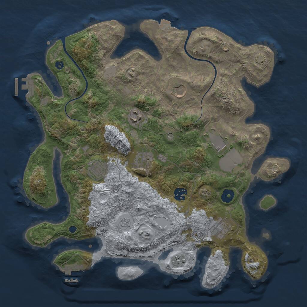 Rust Map: Procedural Map, Size: 3500, Seed: 1248600677, 14 Monuments