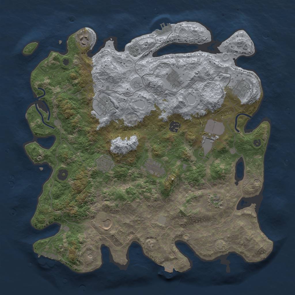 Rust Map: Procedural Map, Size: 4000, Seed: 1207012451, 19 Monuments