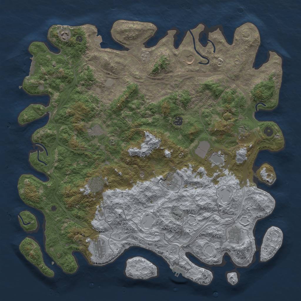 Rust Map: Procedural Map, Size: 4800, Seed: 1055182689, 19 Monuments